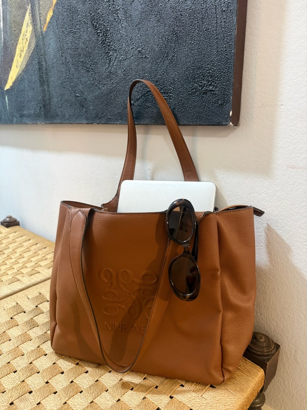 Nine West EMMALINE Textured Jet Set Tote Bag